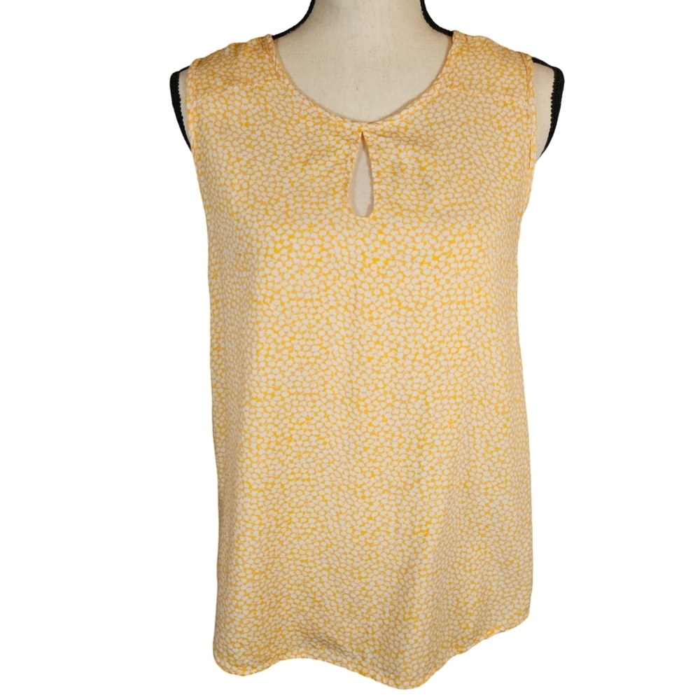 Paradigma Sleevless Keyhole Front Blouse, Yellow/White Floral, Small